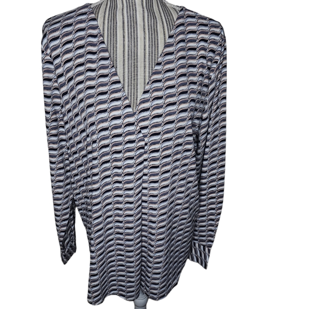 Ann Taylor women's black,cream,gray,beige long-sleeved top size XL